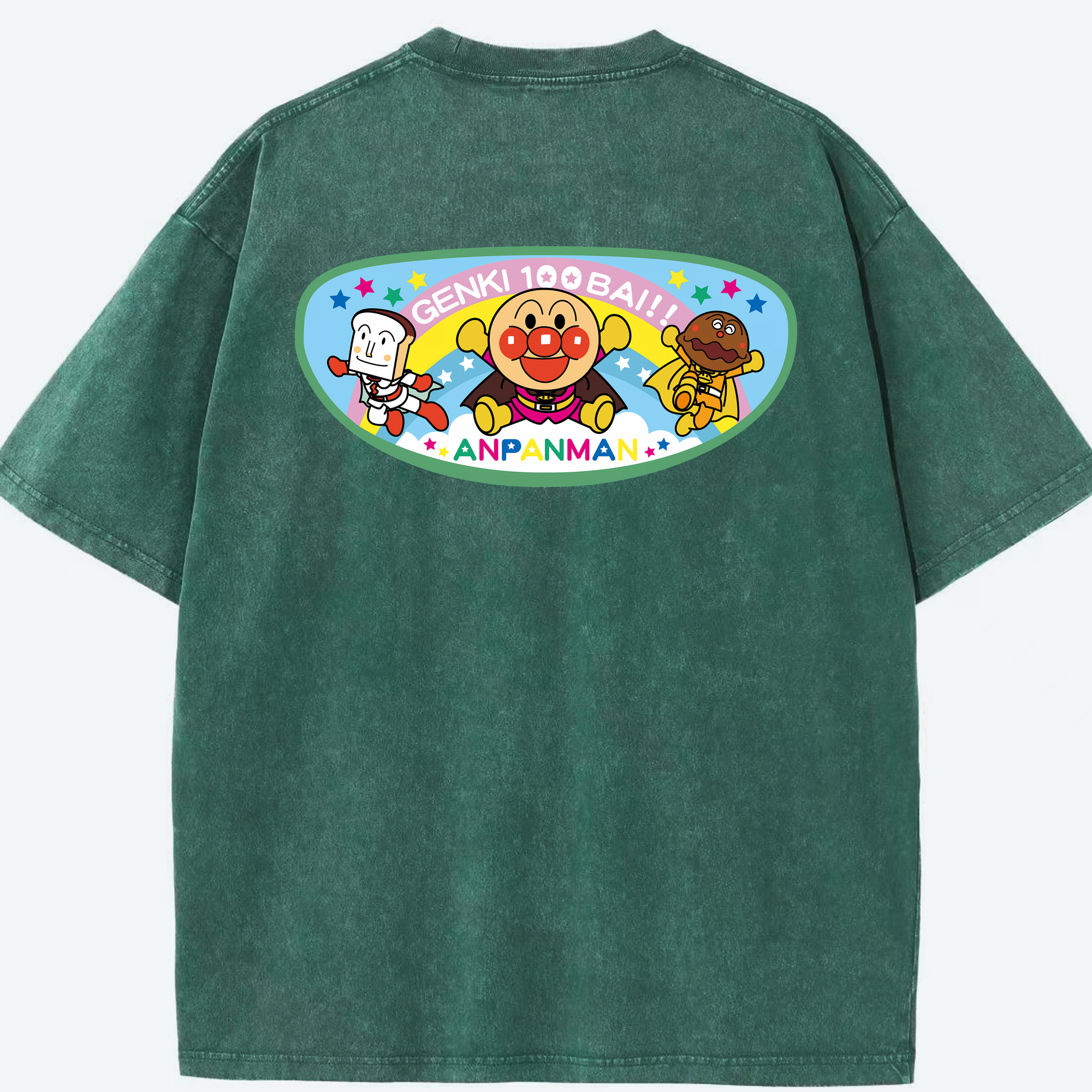 （画像用） アンパンマン Anpanman 綿100% ヴィンテージ風 半袖Tシャツ（背面プリント）